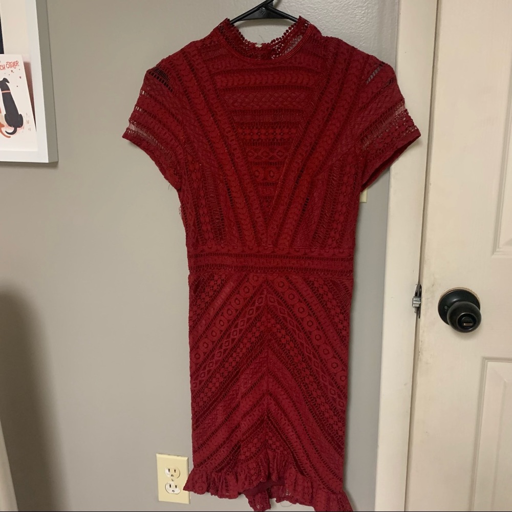 Hello Molly Burgundy lace mini dress